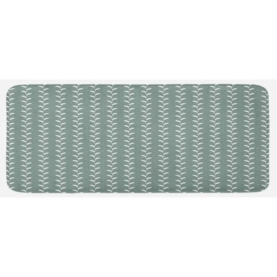 Vintage Classic Wavy Branches With Leaves Vertical Lines Nature Themed Pale Sage Green White Kitchen Mat -  East Urban Home, C3E097F8DDF24E5FAAB7E5998E3CCDD6