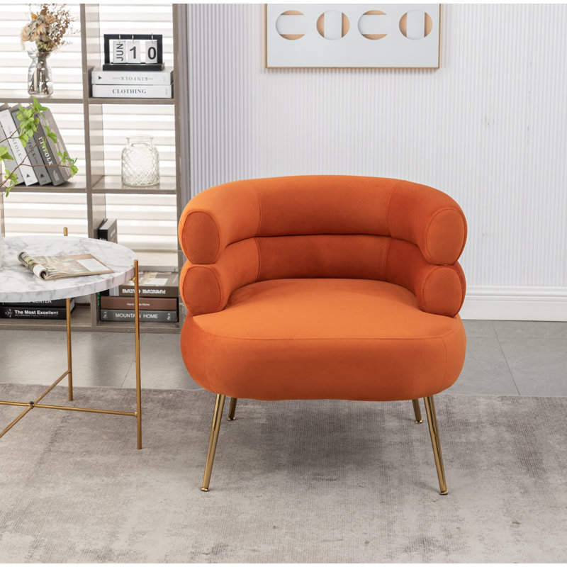 Fauteuil demi-tonneau l 30 po Demetrius, Velours orange
