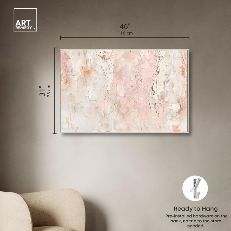 Impasto Layers sur toile texturée abstraite par Art Remedy, Encadrement argenté, H 31 po x l 46 po