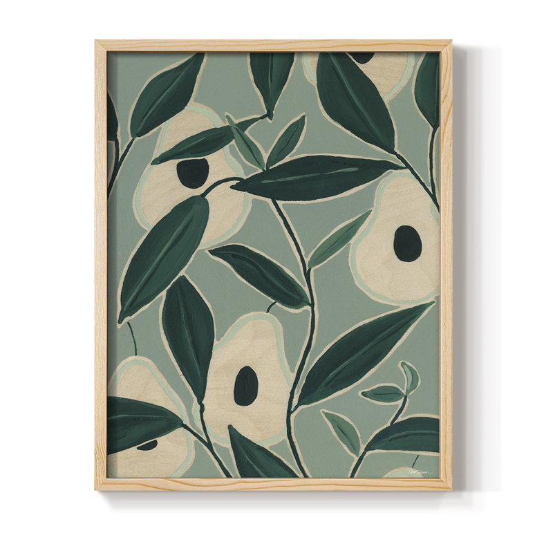Reproduction encadrée monochrome d'avocat - bois massif, H 15 po x l 12 po
