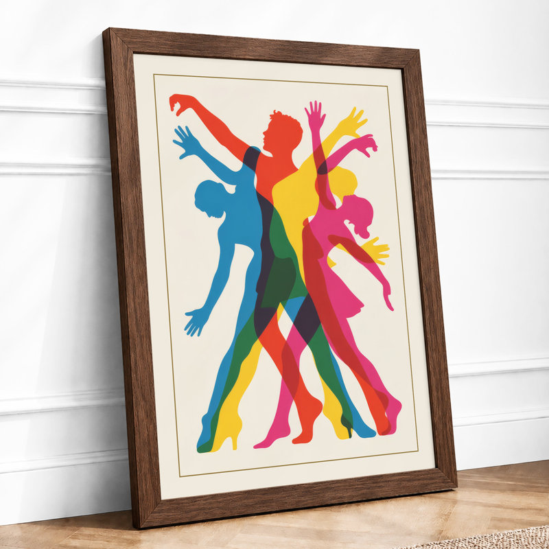 Figures in Motion Modern - Framed Print, Walnut, A4 - 29.7 x 21.0 cm