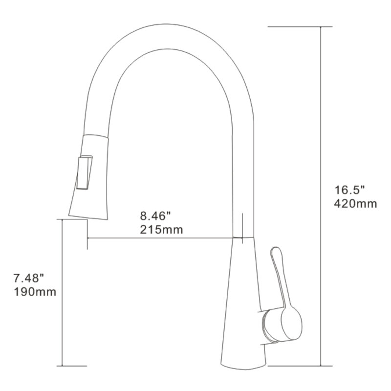Pull Down Single Handle Kitchen Faucet, Chrome