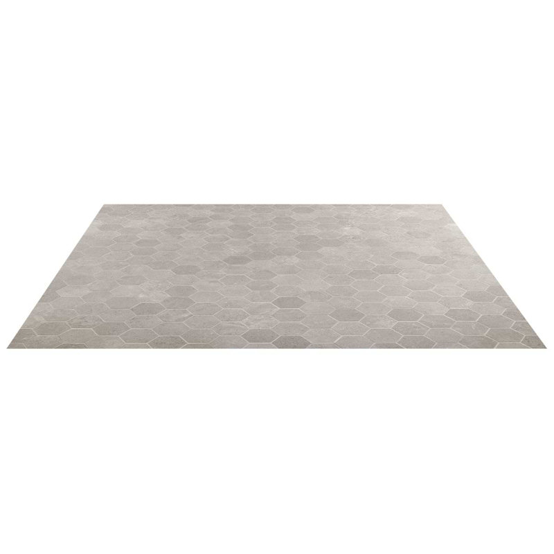 New Rock Fumo Gray 3" Hex Matte Porcelain Mosiac, Fumo Light Gray