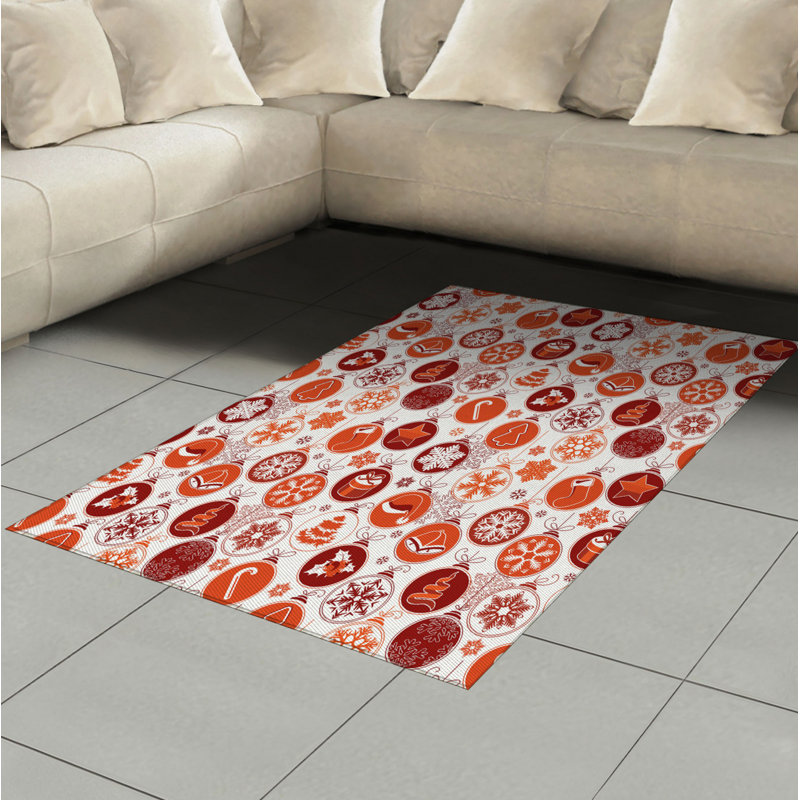 Tapis décoratif de Noël à haute densité en fibres de polyester à longs fils, Rectangle— 4 pi x 5 pi 8 po