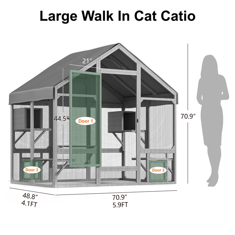 Grande enceinte extérieure Catio avec 7 plateformes à 2 niveaux et 2 boîtes de repos de qualité supérieure