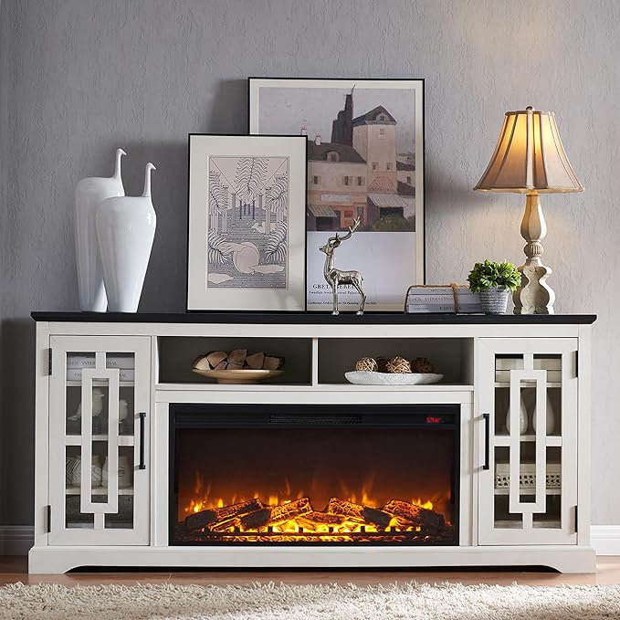Harishan TV Stand for TVs up to 80" with 36" Electric Fireplace Included (incomplete, only fireplace) 