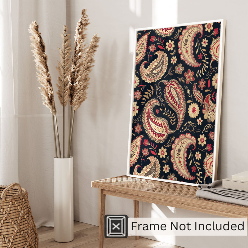 «Abstract Bohemian Paisleys», reproduction d'art non encadrée, H 16 po x l 12 po