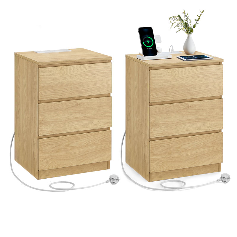 Rumena 40cm W Manufactured Wood Bedside Table, Straw Yellow