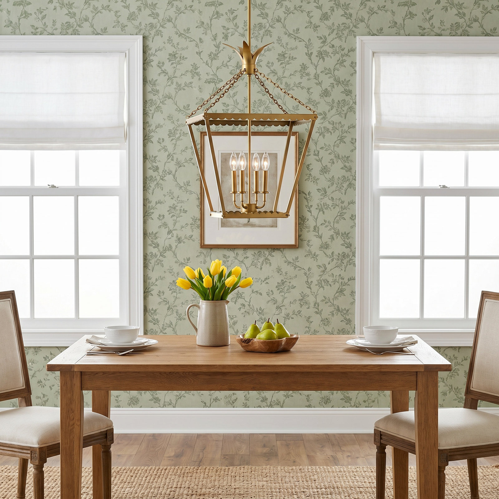 Gazala 4 Light Dimmable Pendant, Heritage Brass