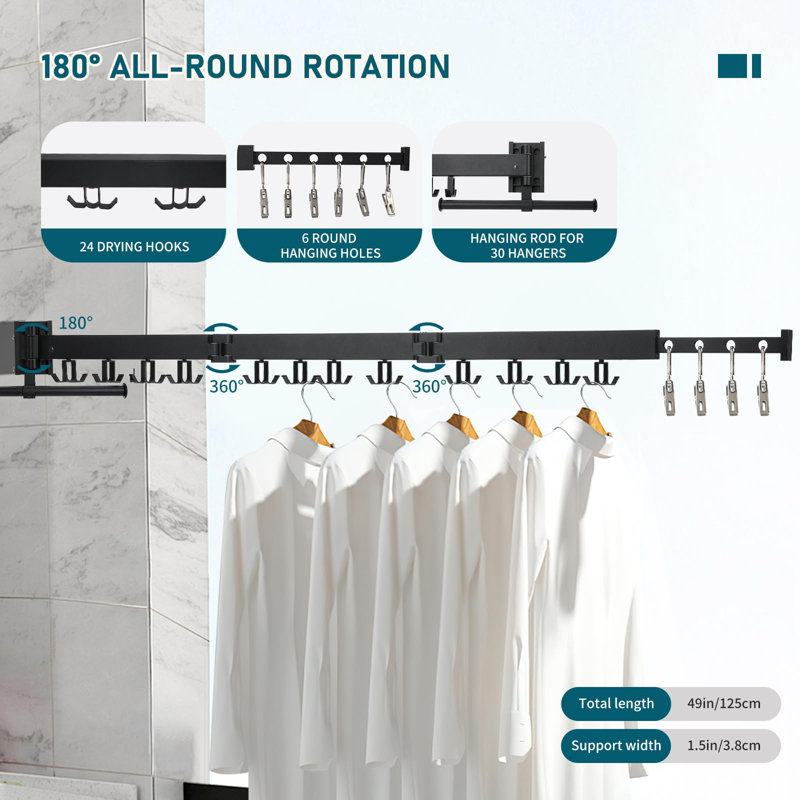 Dallon 36.5cm Wall Mounted Clothes Rack