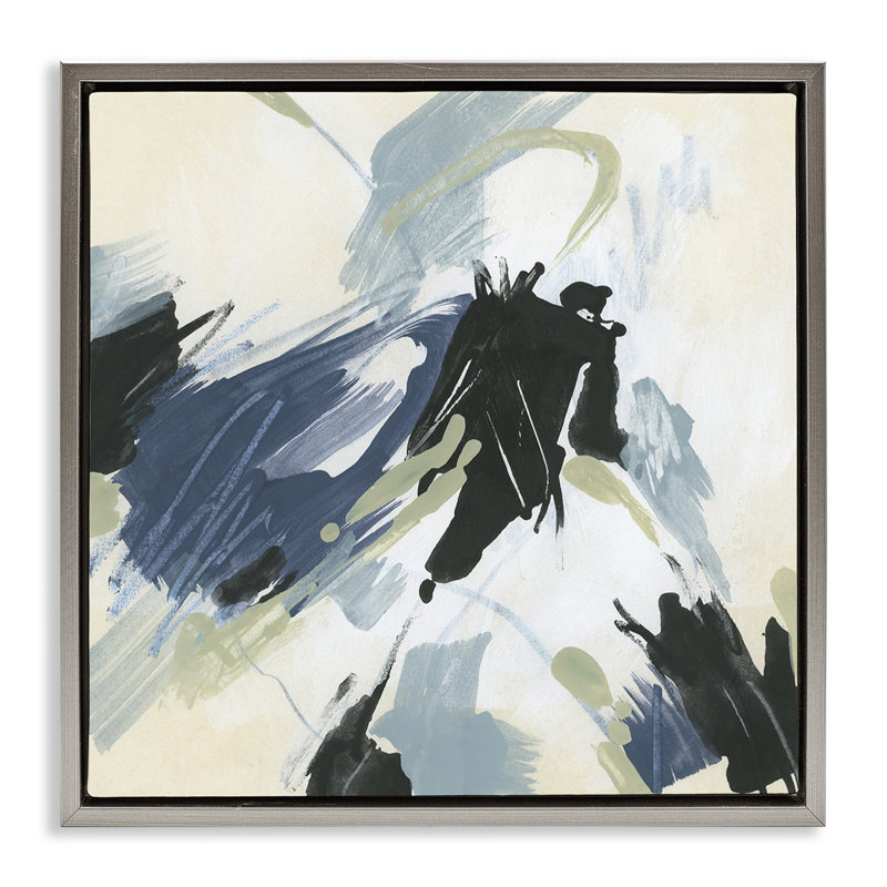 Art mural dynamique sur toile à motif abstrait dynamique par June Erica Vess, Cadre flottant gris lustré