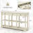  58" Long Sofa Table With Storage Retro Console Table With 3 Drawers & Open Shelves