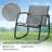 Kozyard 3-Piece Rocking Chair Set, Outdoor Rocking Textilene Bistro Set with Wooden Armrests, Outdoor Conversation Set with Glass Table for Lawn, Porch, Yard, Garden, Balcony, Poolside, Gray-101124300-101124299