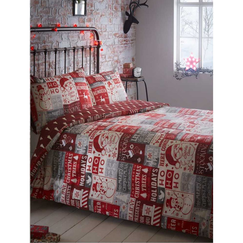 Marion Christmas Patchwork Reversible Duvet Cover Set, Kingsize - 2 Standard Pillowcases