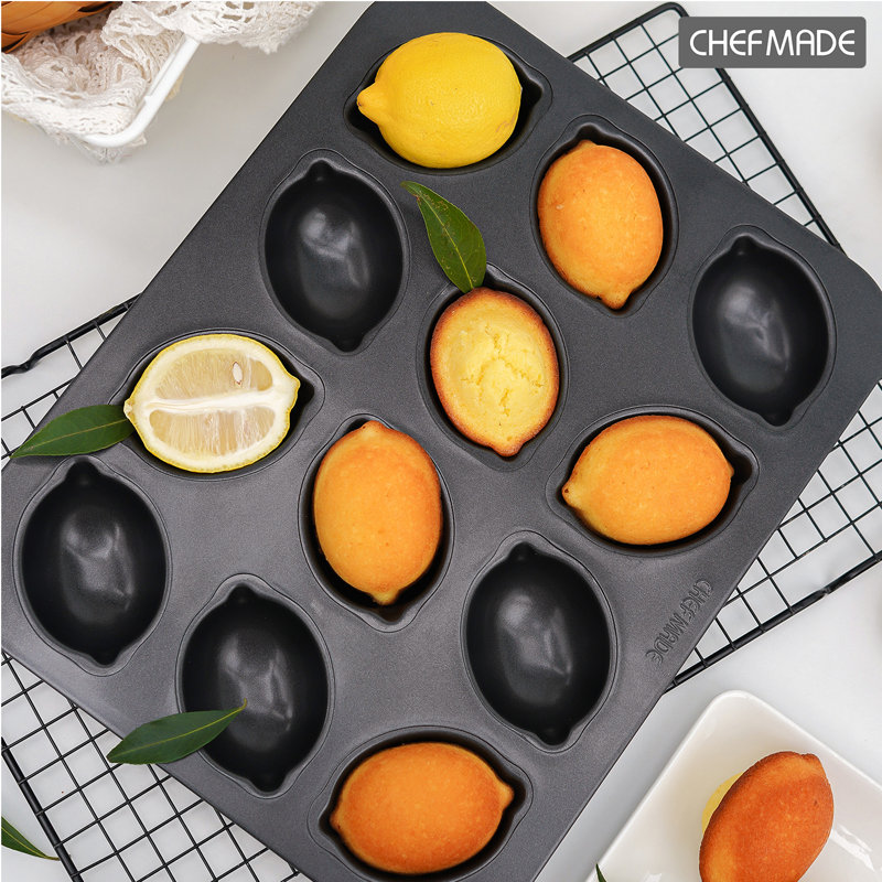 Moule à gâteau à muffins CHEFMADE, moule antiadhésif à 12 cavités en forme de citron