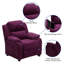 Deluxe Padded Contemporary Kids Recliner with Storage Arms-769427020