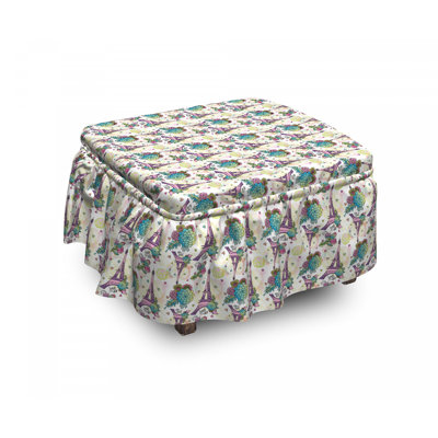 Ensemble de housse pour repose-pieds à coussins carrés 2 pièces succulent fleur bouquets
