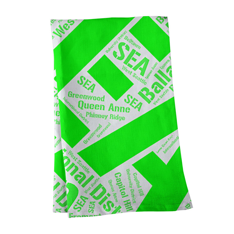 Cotton Tea Towel Kitchen Towel, Red, Seattle