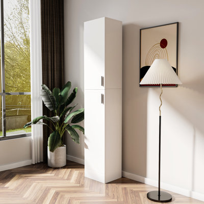 Elegant White Freestanding Storage Cabinet With Three Shelves For Home Charming