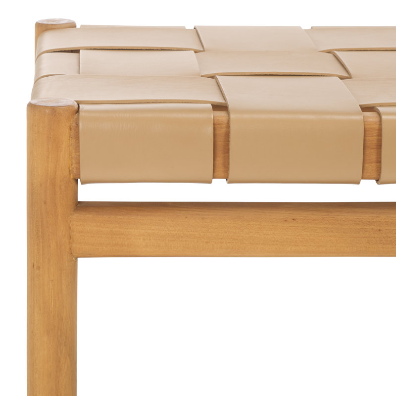 Devnie Woven Leather Bench, Tan, Natural