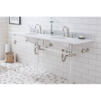 Empire Stone Oval Console Bathroom Vanity with Faucet and Overflow