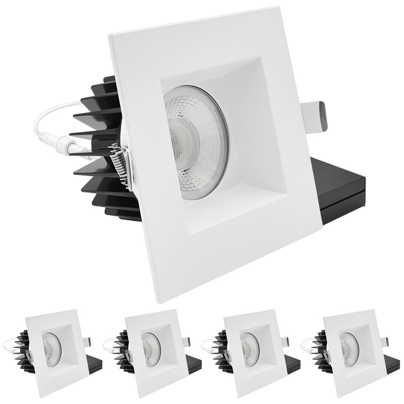 Luminaire encastré DEL 5 pouces LUXRITE, régressé avec garniture carrée blanche, 22 W, 1800LM, 5CCT, faisceau 60 °, intensité variable, Twist-N-Lock, CRI90, ETL