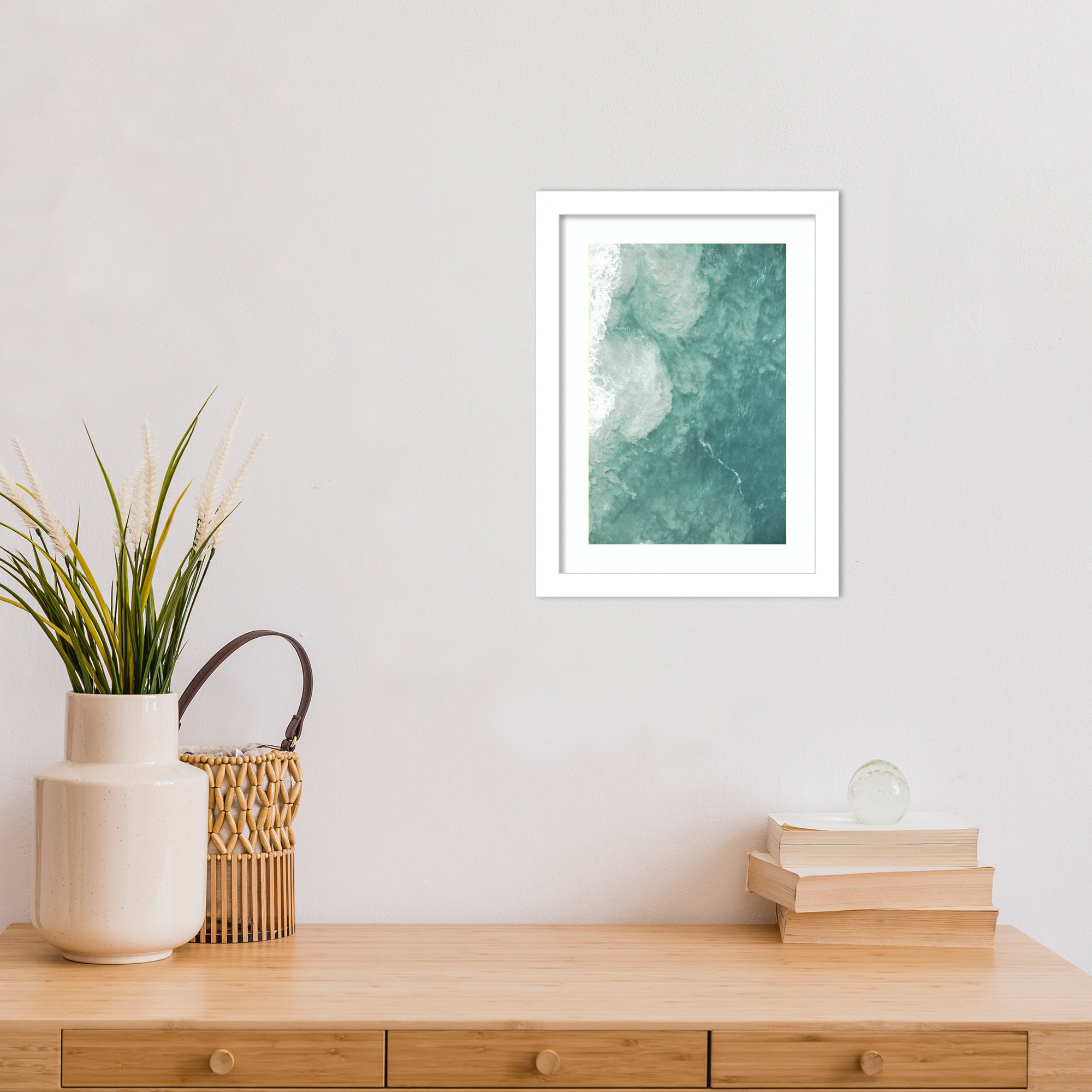 Oceano by Shot by Clint Wood Framed Wall Art Print, 13" H x 10" W, White