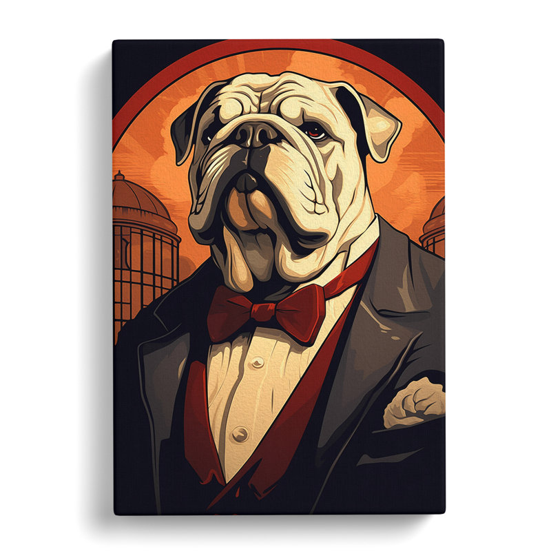 British Bulldog Art Deco Art - Print, 76cm H x 50cm W x 3cm D