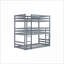 Lit superposé amovible simple au-dessus de simple en bois d'hévéa massif - aucun sommier nécessaire, gris