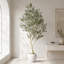 Olive artificielle 8,2 pi avec jardinière blanche pour l'intérieur