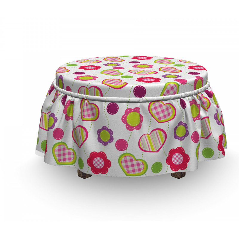 Ensemble de housse pour repose-pieds à coussins carrés 2 pièces retro patchwork