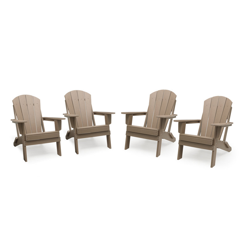 Aulika HDPE Plastic Weather-Resistant Adirondack Chair, Tan