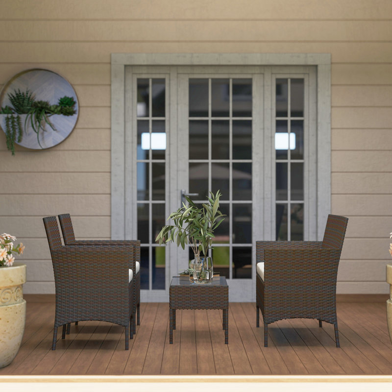 Rattan Sofa Set, Brown, Beige