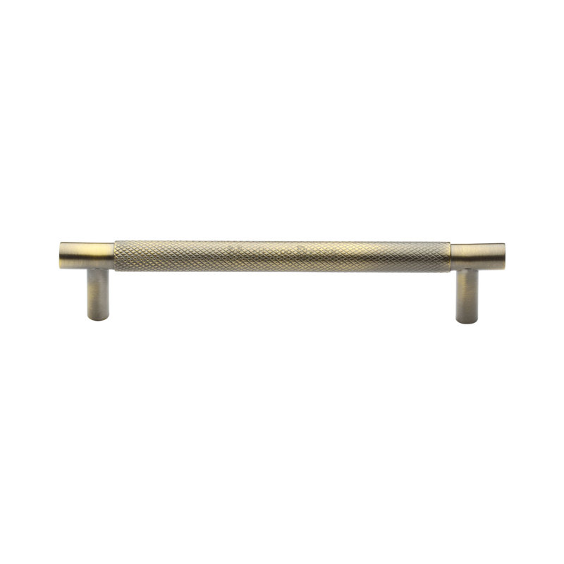 Heritage Brass Signac Heritage Cabinet Pull Partial Knurl Design, 16cm center to center, Antique Brass
