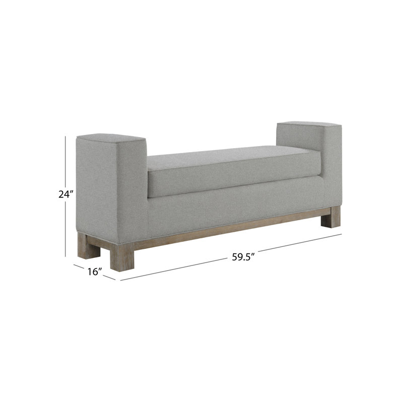 Banc rembourré Basilotto, Gris, H 70 po x l 71,5 po x L 89 po