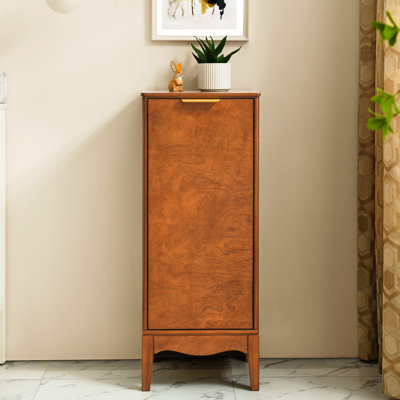 Freestanding Bathroom Pantry Cabinet - Reddish Brown , Easy Maintenance, Smooth Door Operation Floor Storage Cabinet, Adjustable Shelves, Paint, 14.5"12.6"35.7", Movement