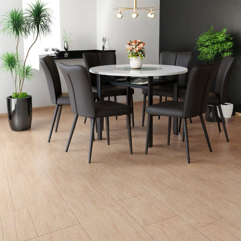 Ensemble de table de salle à manger moderne avec rangement, verre et unité centrale noire pour la cuisine