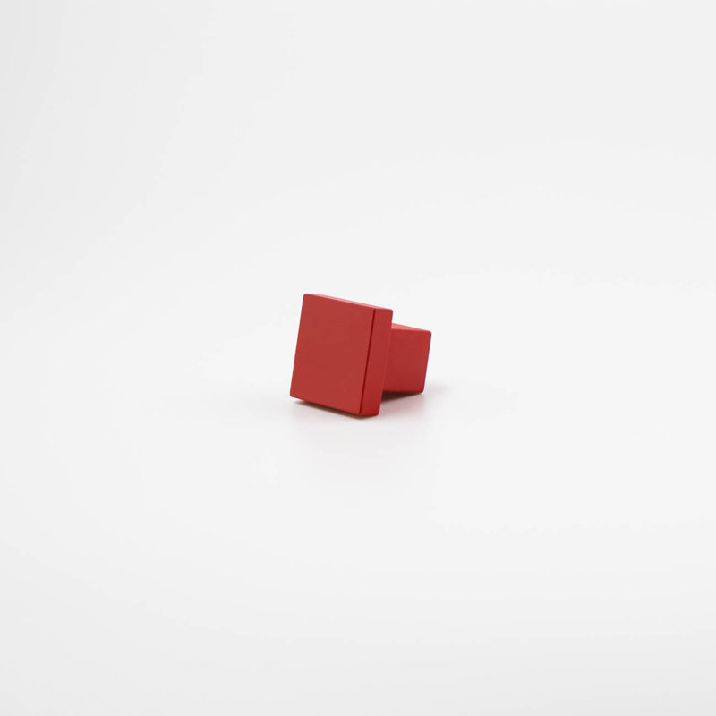 ROUS Hardware Art Deco Square Knob, Rose (Red)
