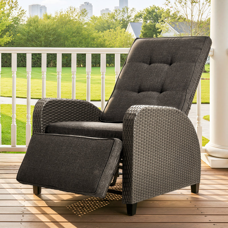 Adjustable Outdoor Lounge Chair With Backrest And Footrest, Non-Slip Legs And Weather-Resistant Cushions, Gray