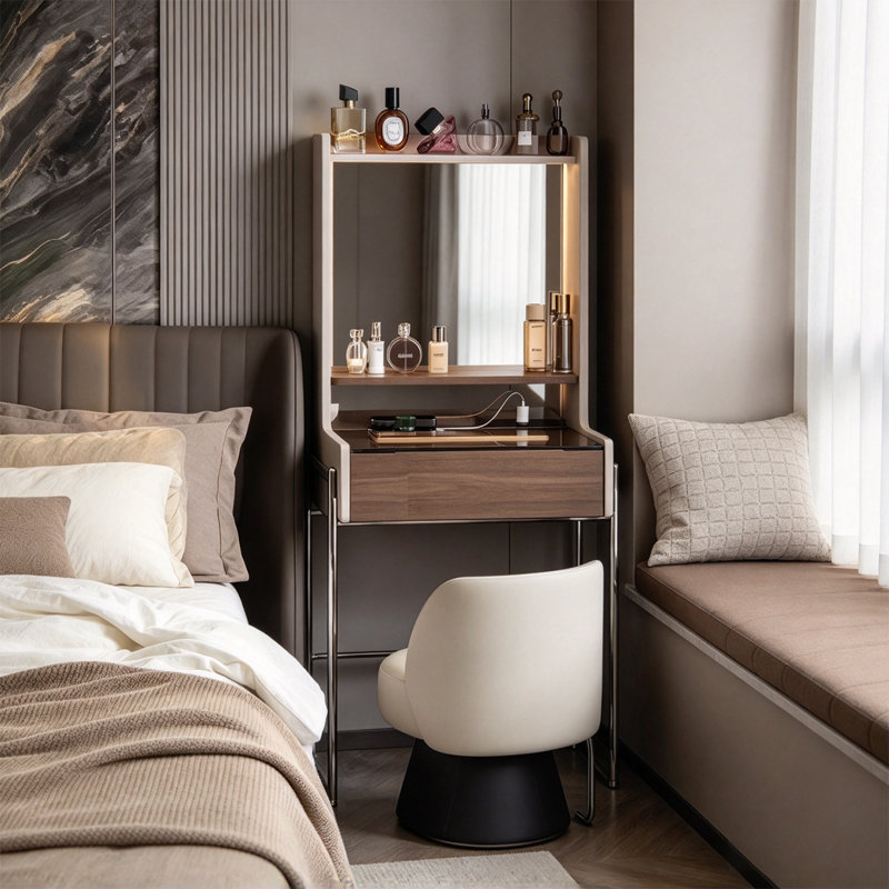 Coiffeuse 19,69 "avec un grand miroir, H 52,76 po x l 23,62 po x P 15,75 po