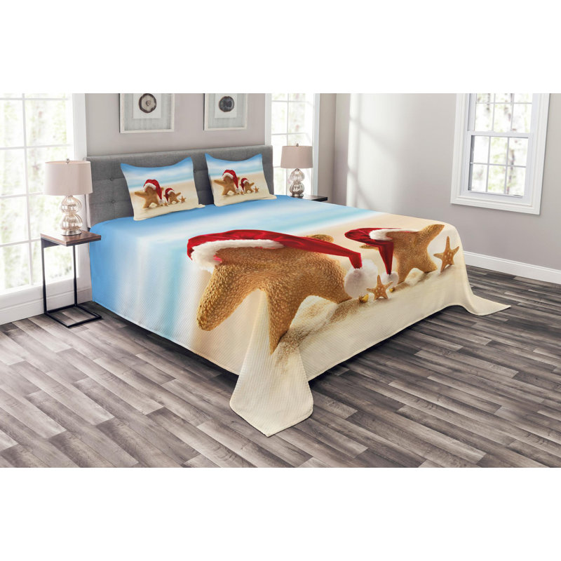 Coastal Polyester Coverlet, Queen Coverlet + 2 Shams