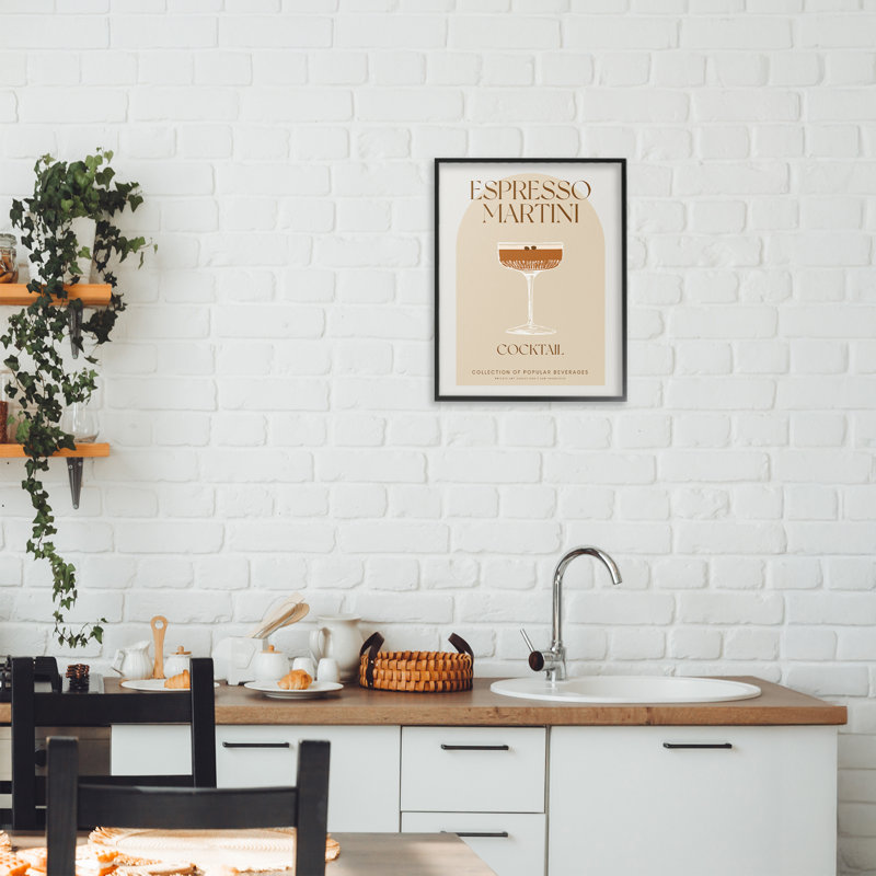 Giclée encadrée de style espresso rétro, design par Lil 'Rue, H 14 po x l 11 po, Giclée encadrée noir minuit
