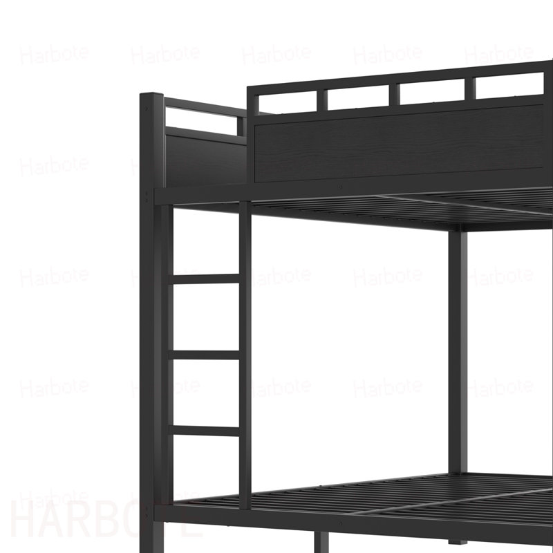 Lit superposé grand sur grand avec tablettes de rangement et panneau perforé, cadre de lit superposé avec ports USB et lumières DEL, peu encombrant