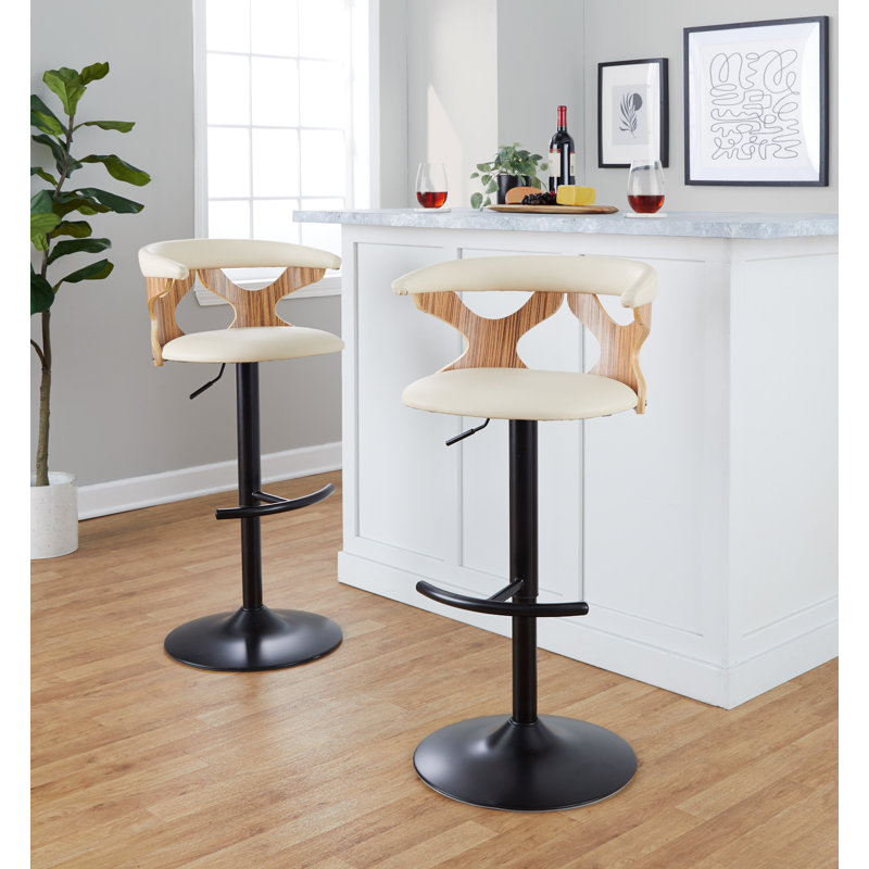 Tabouret Gardenia, Crème, Chrome / naturel
