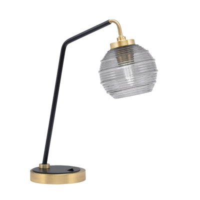 Lampe de bureau Guichard illustrée de verre nervuré de 6 po