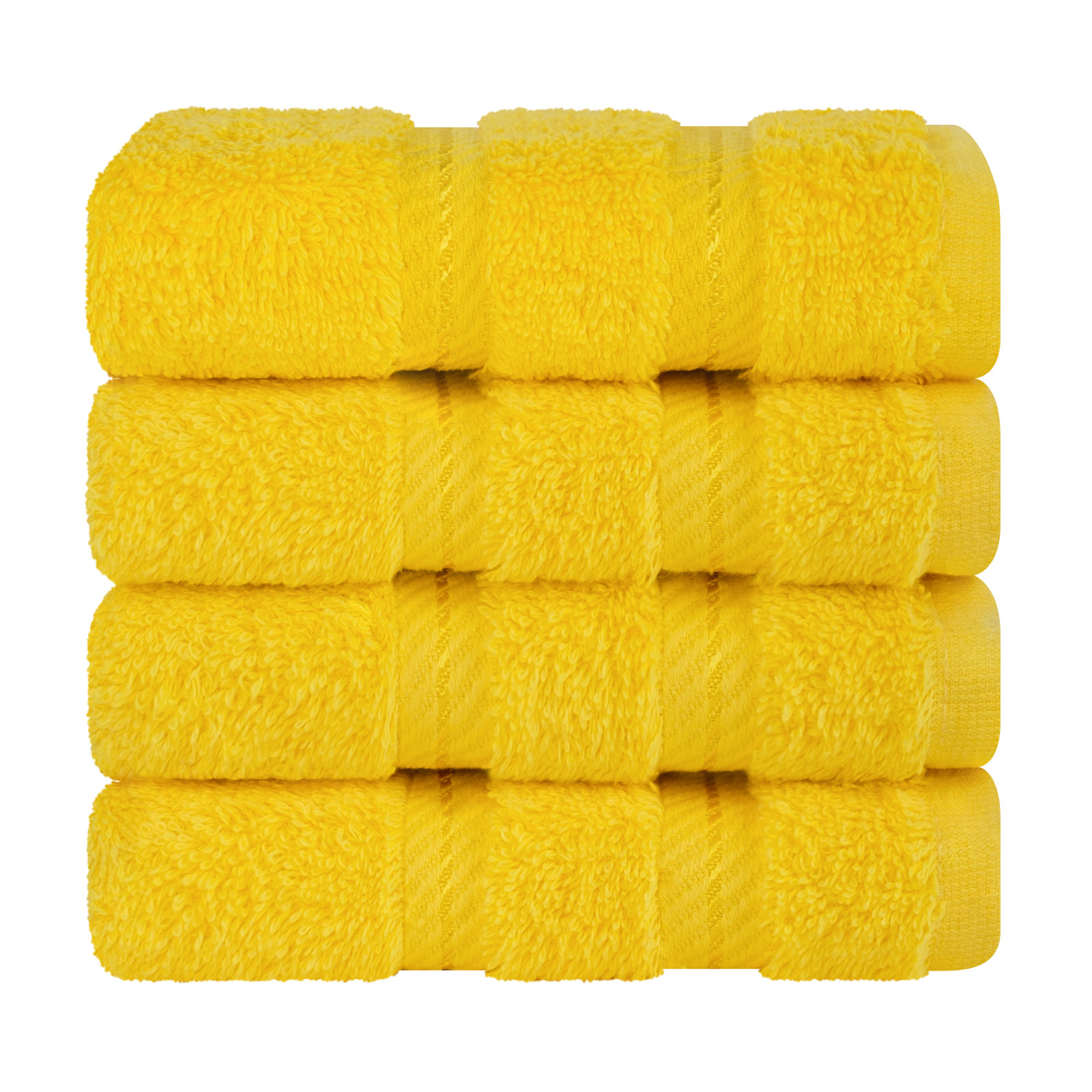 Darcelle 100% Cotton 4-Piece Turkish Washcloth Set, Lemon Yellow