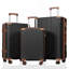 Ensembles de bagages 3 pièces, valises rigides durables en ABS rigide avec roues pivotantes doubles 20/24/28 pouces (brun noir)