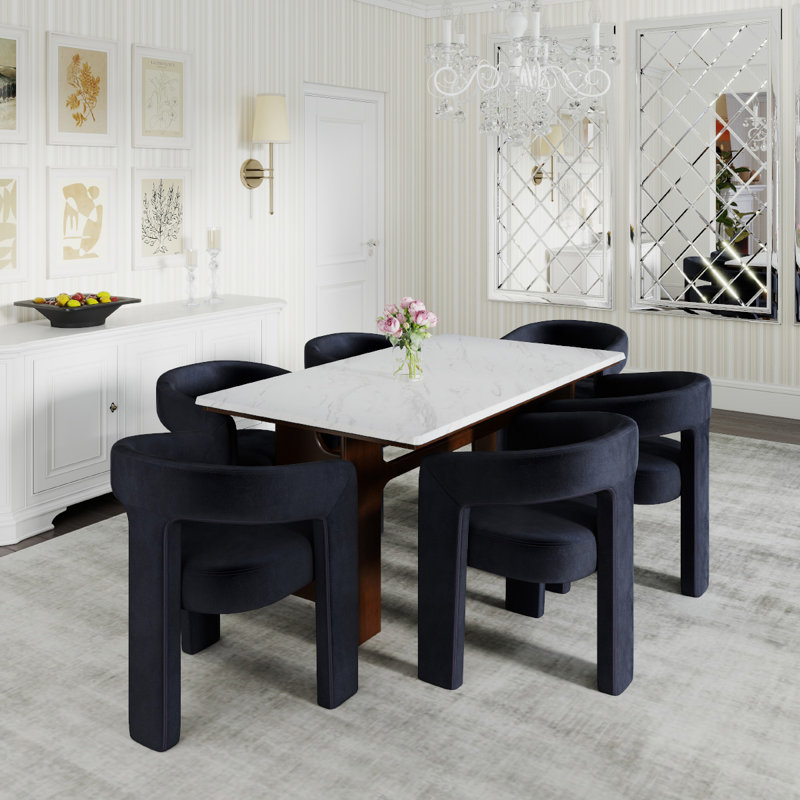 Ensemble de salle à manger moderne, 7 pièces : table, 6 chaises, Noir