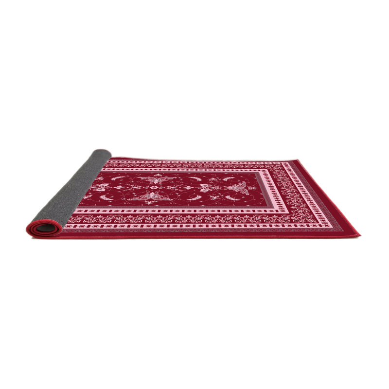 Tapis oriental en polyester tissé à la machine en bourgogne, Rectangle 2 pi x 4 pi