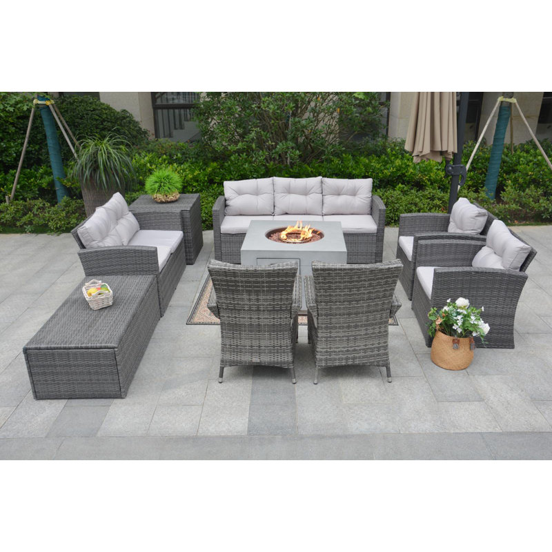 9 - Person Patio Conversation Set with Cushions